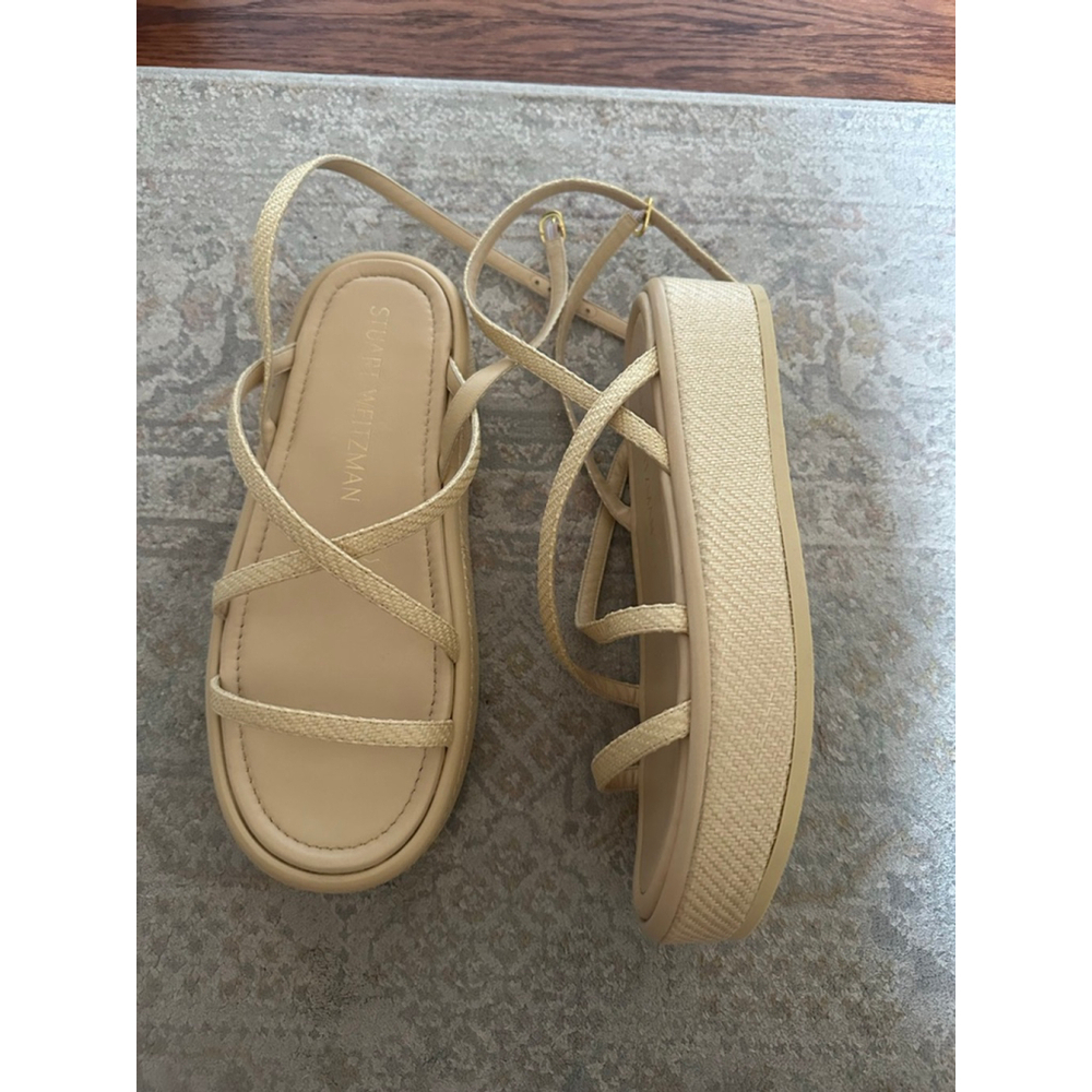Women's Stuart Weitzman Espadrille Platform Sandals Tan/Beige Size 10.5 - Picture 3 of 7